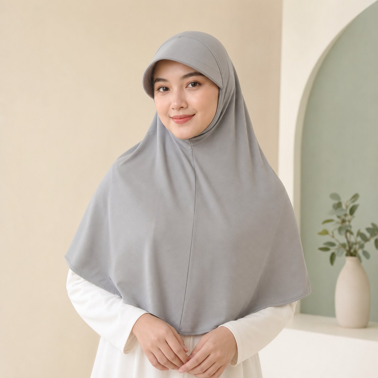 Bergo daily jersey warna abu-abu untuk pemakaian sehari-hari