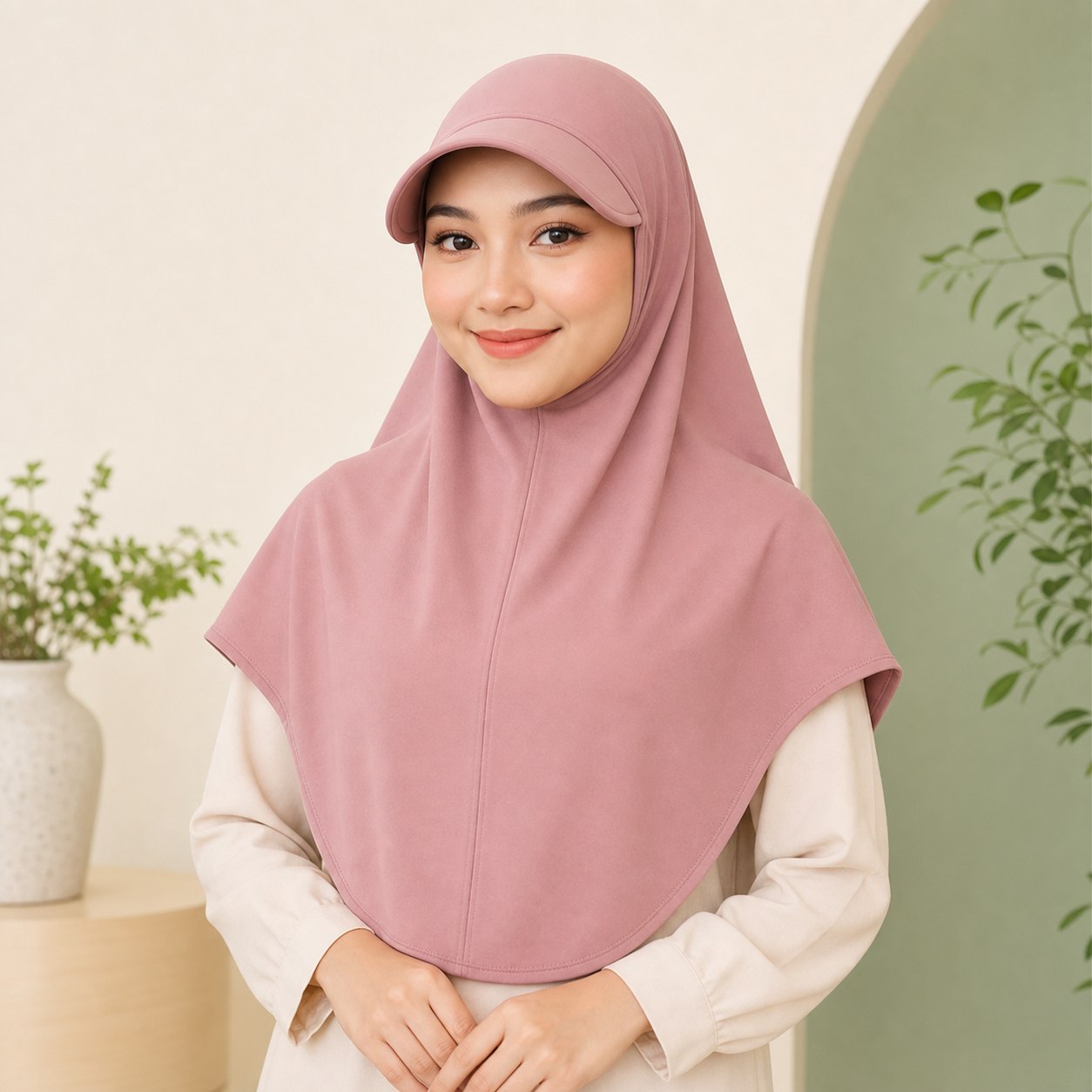 Bergo Hamidah premium warna dusty pink